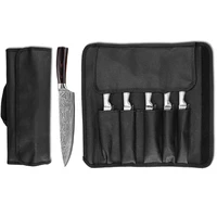 5 slot portable chef knife roll bag japanese santoku slicing paring knife package kitchen knives camping carry case organizer