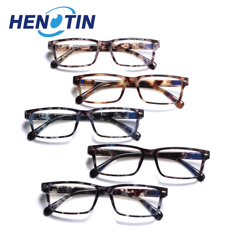 

Henotin 2022 New Reading Glasses Spring Hinge Men and Women with Rectangular Frame Decorative Eyeglasses HD Prescription Reader
