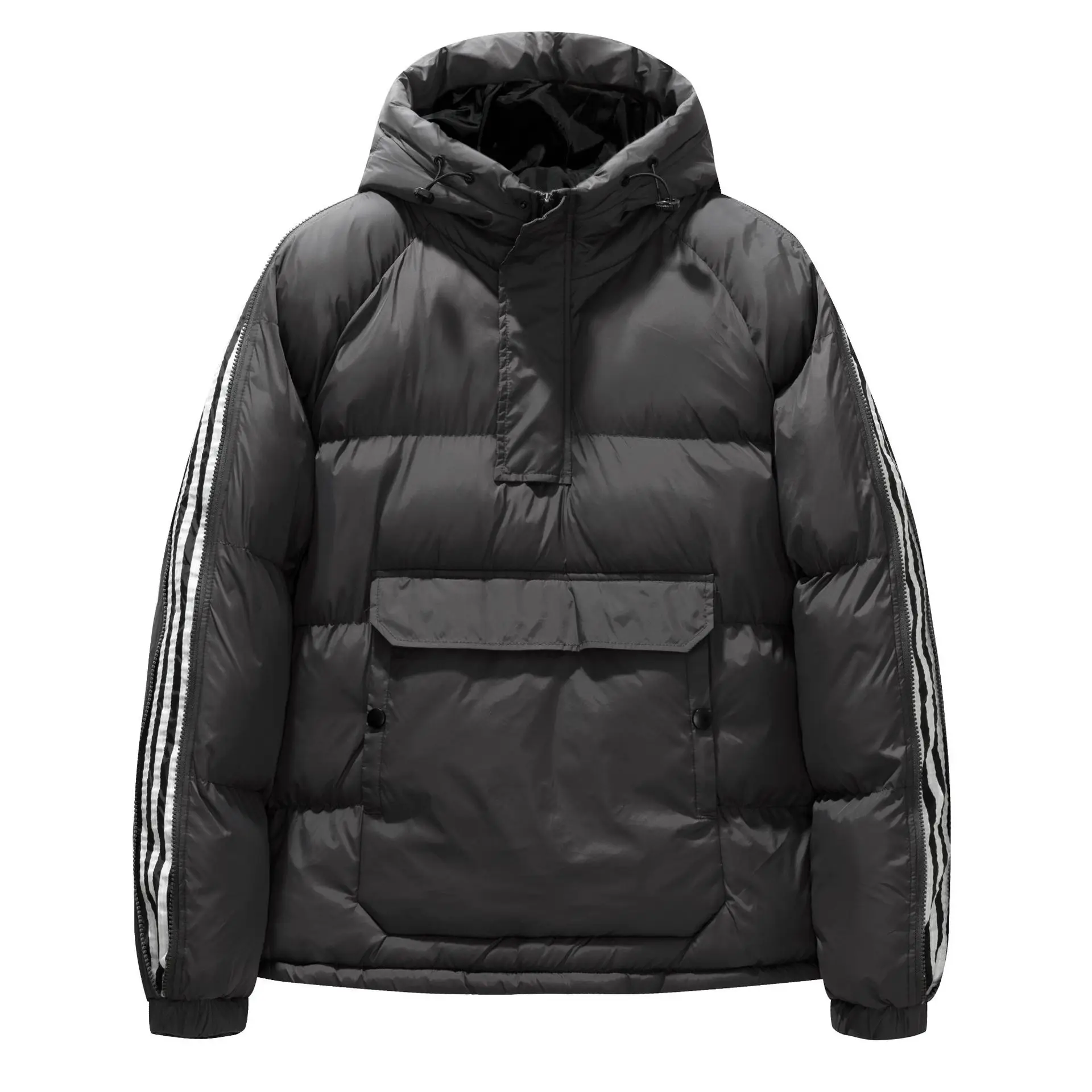 LUCLESAM Men's Double Zipper Cotton Pullover Jackets Stitching Large Pocket Thicked Down Jacket Winter Korean Casual Warm Coats