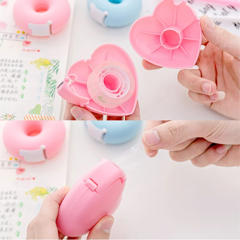 Ins Donuts Love Heart Tape Cutter Kawaii Tape Dispenser Cute Desktop Washi Tape Organizer Korean Stationery Office Packing Tools images - 6