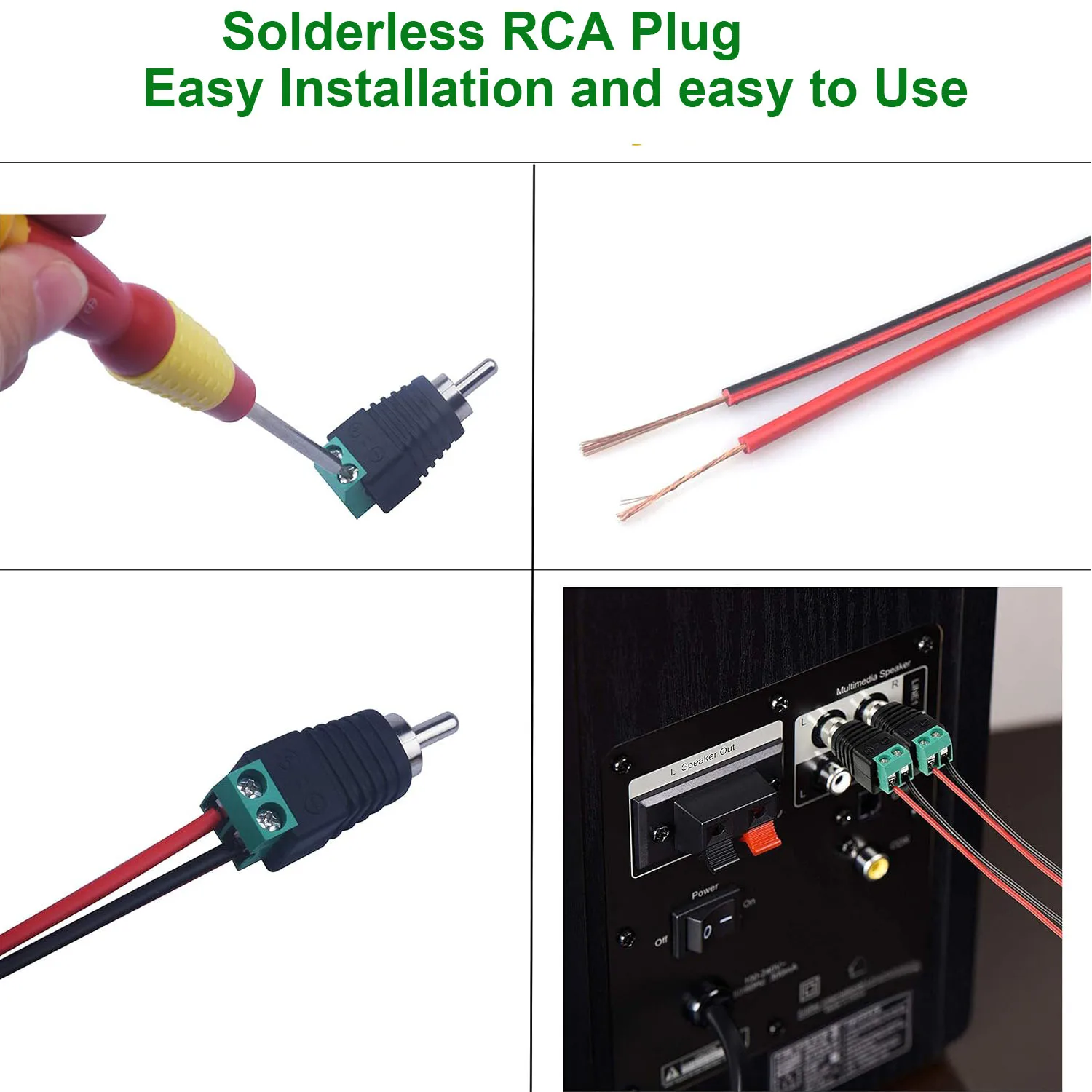 Штекер Phono RCA к винтовому разъему AV 10 шт