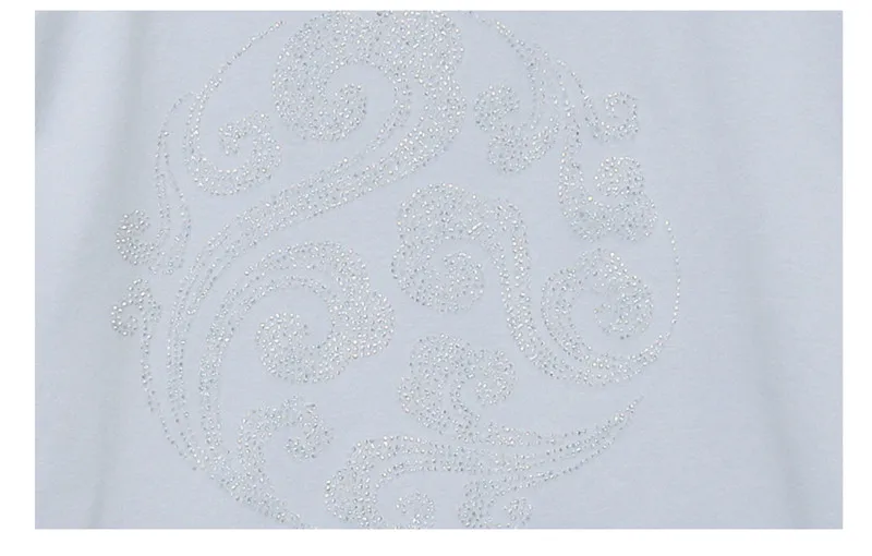 Женская хлопковая Футболка со стразами Повседневная Свободная Блестящая