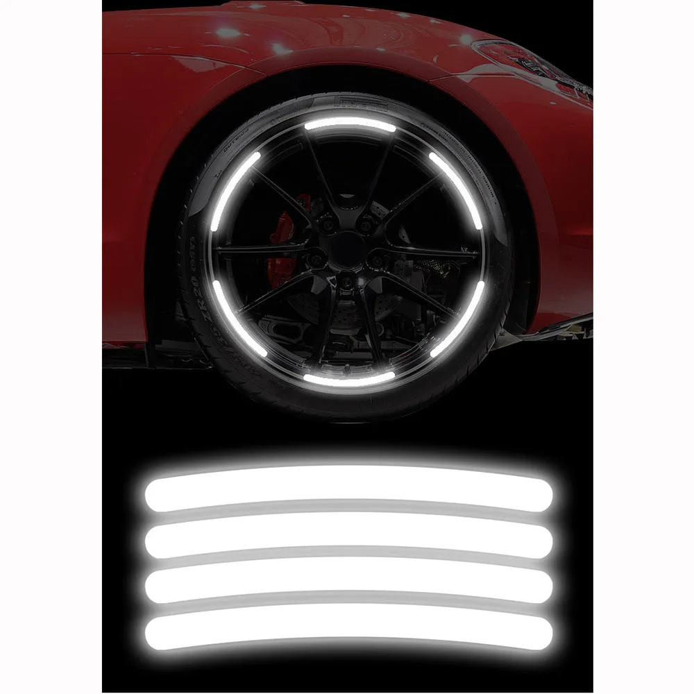 

20pcs Car Wheel Hub Reflective Warning Stickers Universal Tire Modified Anti-Scratch Strip Decoration