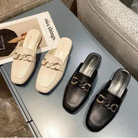 casual mules slippers women flats shoes slip on slides low heel loafers square toe comfy room and outdoor ladies casual shoes