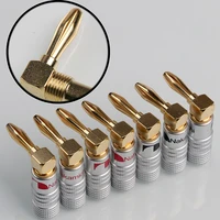 820pcs 4mm l type banana plug nakamichi right angle speaker adapter wire cable connector 24k gold plated for hifi musical audio