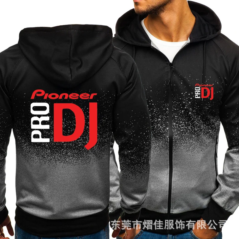

Модные мужские толстовки Pioneer pro DJ, Повседневный Кардиган Харадзюку градиентного цвета, пальто, мужские флисовые уличные свитшоты, куртка на...