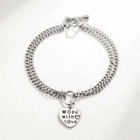 double deck chain heart bracelets for women charm love luxury korean fashion jewelry ladies 2022 trend free shipping items