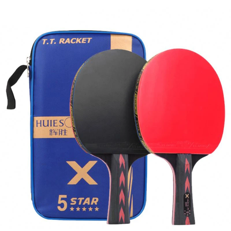 HuiesonX5 Table Tennis Racket Set Training For Adult Beginners Professional Straight Racket And Horizontal Racket.