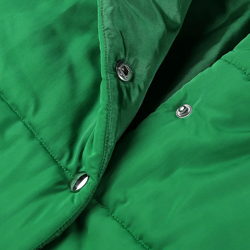 Autumn Winter Quilted Oversized Parkas Coats for Women Fashion Army Green Warm Single Breasted Button Loose Cotton Padded Jacket