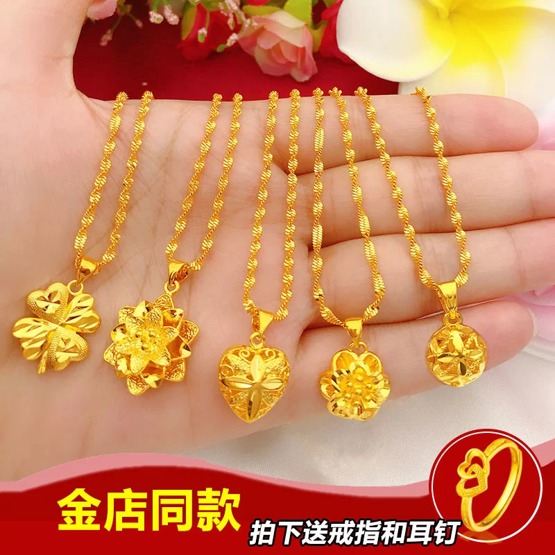 Pure Necklace Women's 24k Color Collar Chain 999 Long Lastin