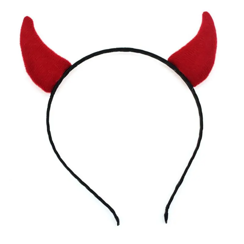 

Adult Children Kids Red Ox Horn Hair Hoop Cloth Wrapped Elastic Headband H