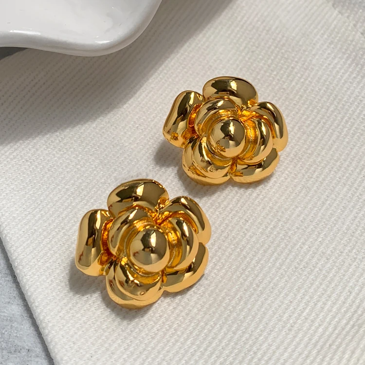 

Женские серьги из латуни с покрытием 24-каратным золотом, роскошные Винтажные серьги с цветком, подиумная бижутерия, 2023