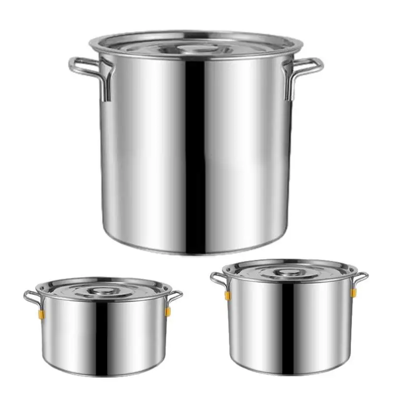 

Stock Pot Stainless Steel Soup Bucket Cooking Pot Steamer Cookware Stew Canning Sauce Pot for Oil Soup Brine Noodle Rice