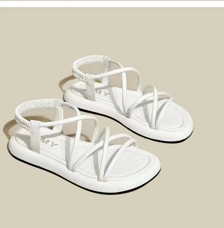 

Shoes For Girls Elastic band Summer Clogs Woman Slippers Casual Beige Heeled Sandals Low Slides Pantofle Lady Beach Luxury Black
