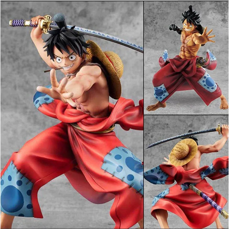 

23cm One Piece Anime Figure Luffy Ichiban Reward Wano Country Kimono Luffy Model Figure Large Ornament Doll Toys Gifts for Kids