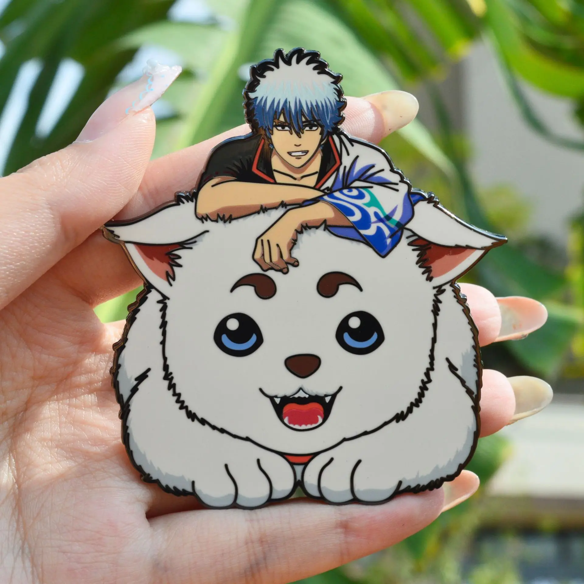 Фото Эмалированные значки аниме Gintama Sakata Gintoki Sadaharu, булавки, японские броши в стиле манга для рюкзака, одежда с лацканами, игрушки для косплея, подарки №2
