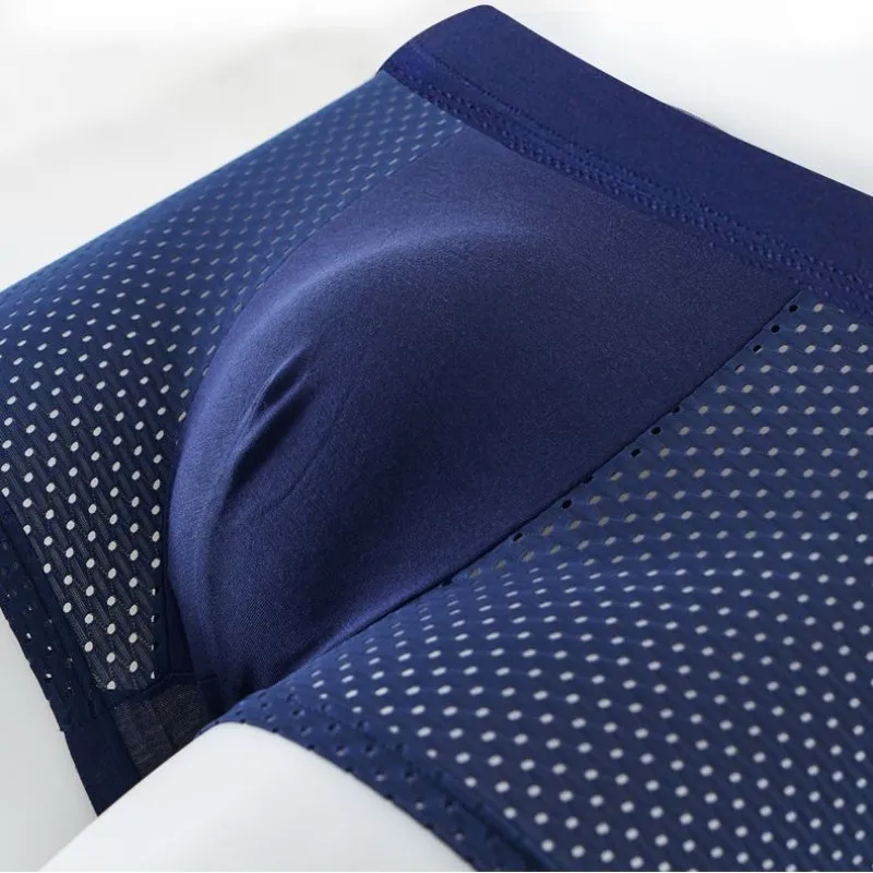Men Boxers Men's Underwear Antibacterial Underpants Ice Silk Glamour Men Boxer Comfortable Shorts Breathable Elastic Boxers