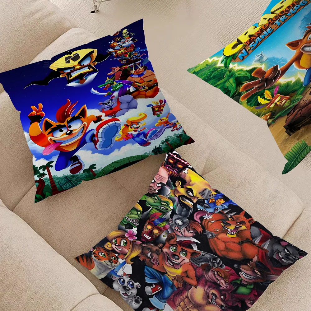 C_CrashS_B- Bandicoot Game Подушка Аниме Диван-кровать Голова Наволочка Чехол 45x45 см Мода