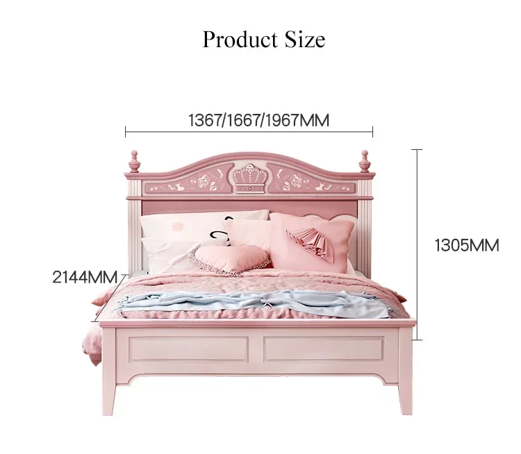 Современная детская мебель для спальни деревянная кровать розовая принцессы