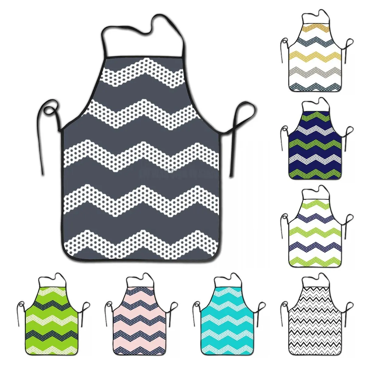 

Modern Geometrical Zigzag Apron Women Men Unisex Bib Geometric Zig Zag Kitchen Cooking Tablier Cuisine Chef Gardening