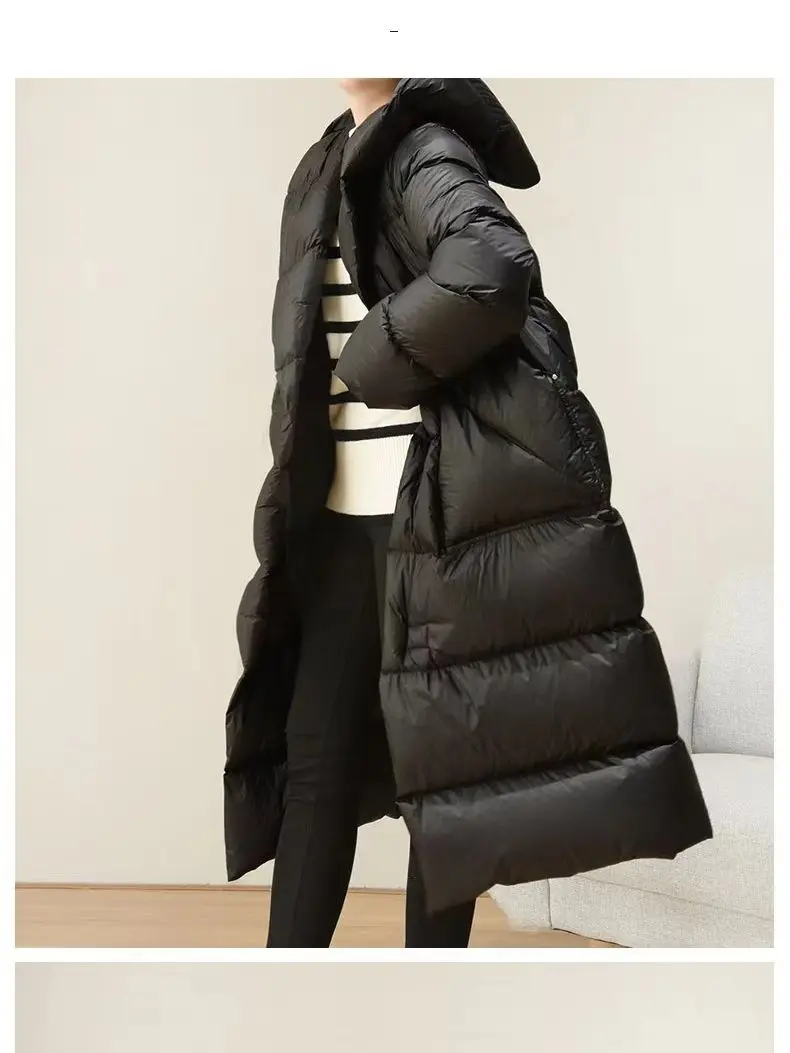 Women's Down Jacket Long Winter 2023 New Oversized Warm Thick Casual Coat Female High Street Bat Sleeve Loose Down Parkas Parks