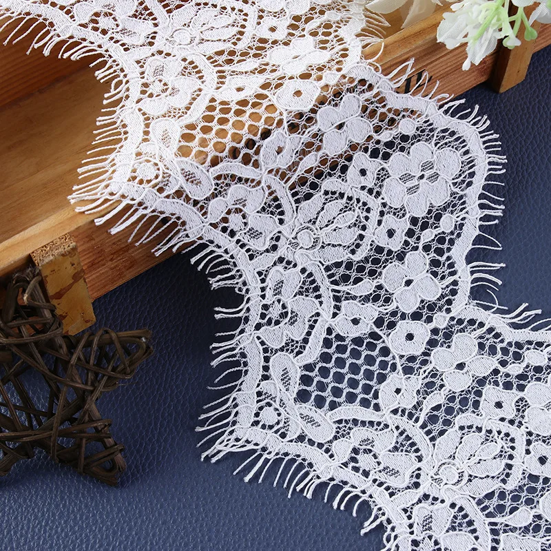 

Bilateral Eyelash Lace Elastic Free Hollow Lace Wedding Dress Accessories White Lace Fabric Webbing Decoration Material m