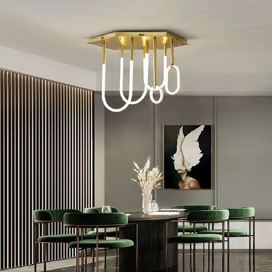 

2022 New Trend Nordic Style Pendant Light Line Combination Light Minimalism Dimmable LED Hanging Lamp Home Decor