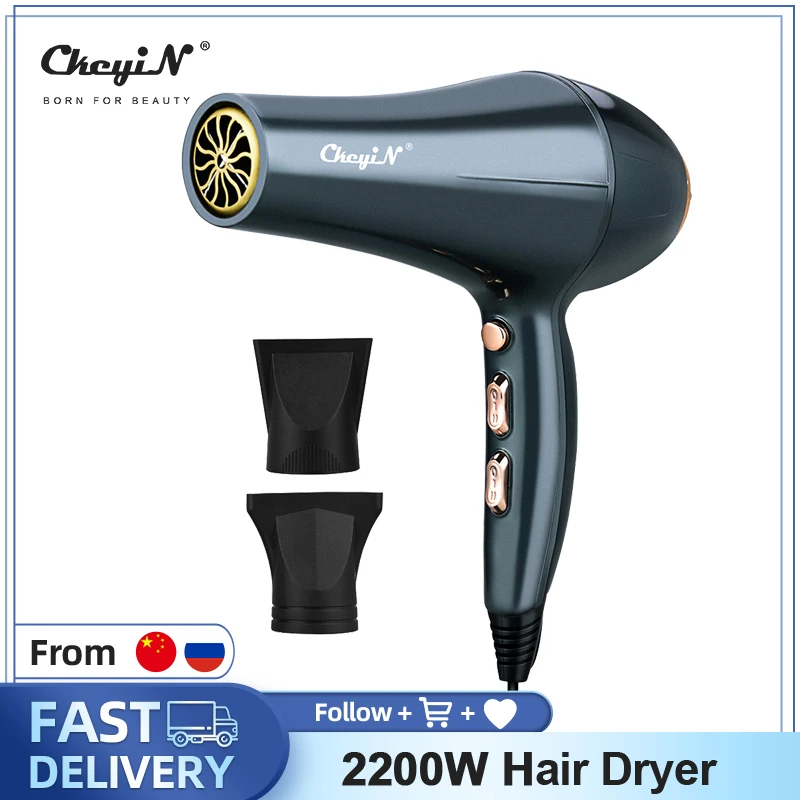 

CkeyiN 2200W Anion Hair Dryer Portable Diffuser Professional Air Blow Dryeres Ion Hairdressing Salon Hairdryer Household Use