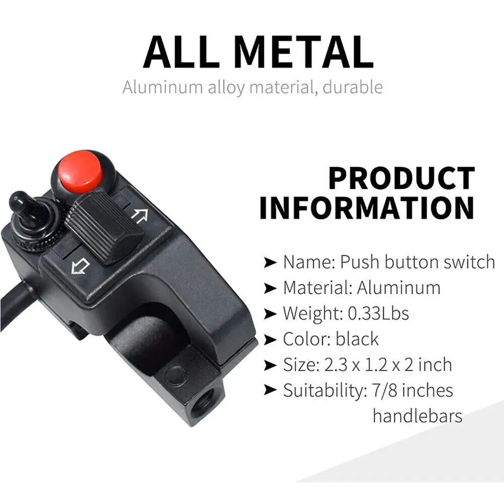 

Turn Signal Horn Handlebar Switch Motorcycle Accessories Replacement Waterproof 10A 7/8inch ABS Plastic Aluminum