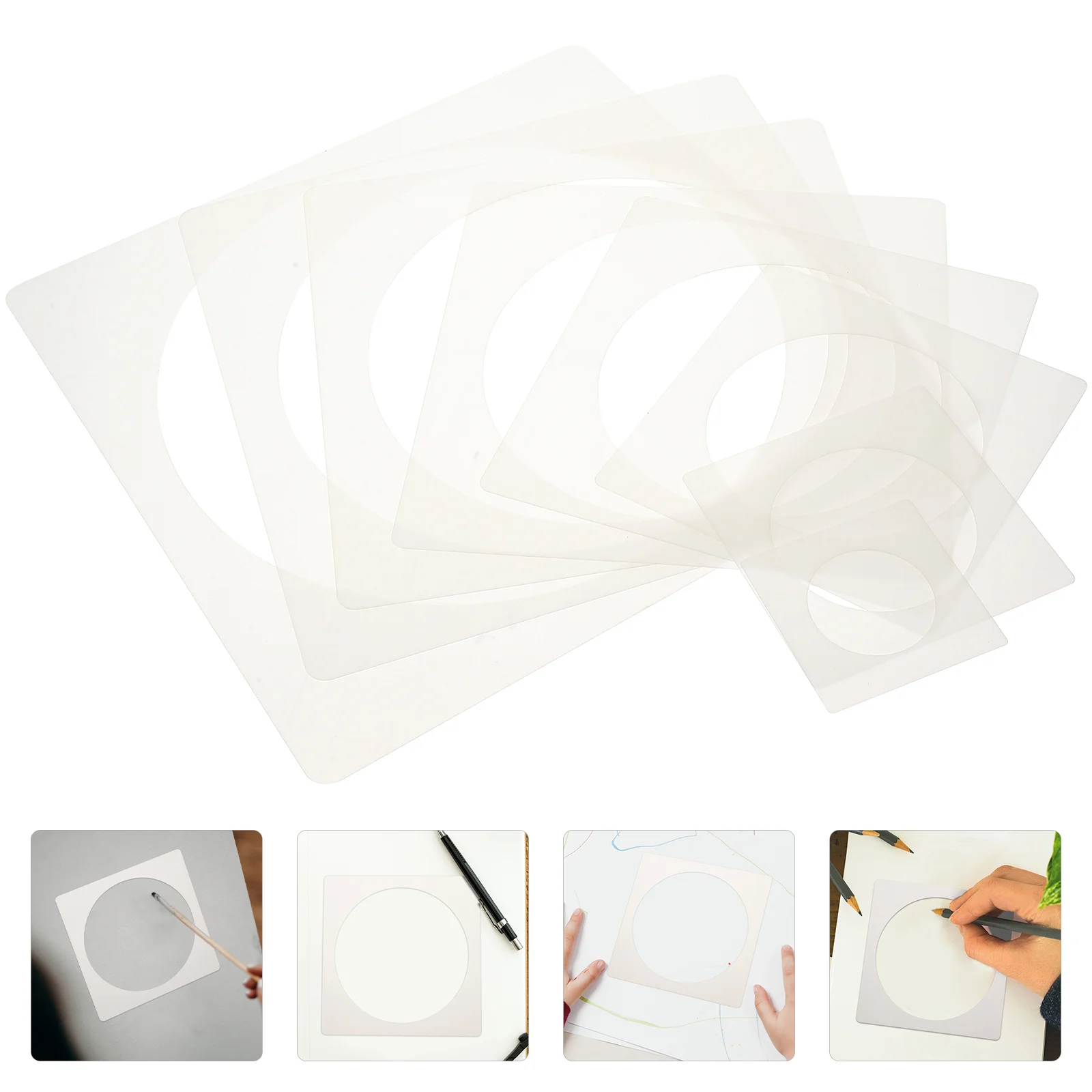 

8 Pcs Hollow Inkjet Template Washable Painting Stencils Crafts The Pet DIY Round Tools