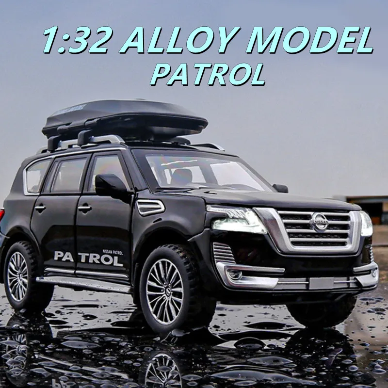 

Модель автомобиля из сплава в масштабе 1:32 Nissan патруль, литая и игрушечная металлическая модель внедорожника, модель автомобиля, имитация зв...
