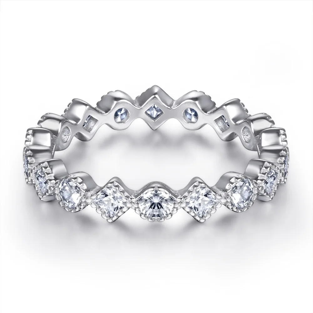 

New S925 sterling silver ring ladies European food finger fashion row diamond ring tail ring accessories 5A zircon