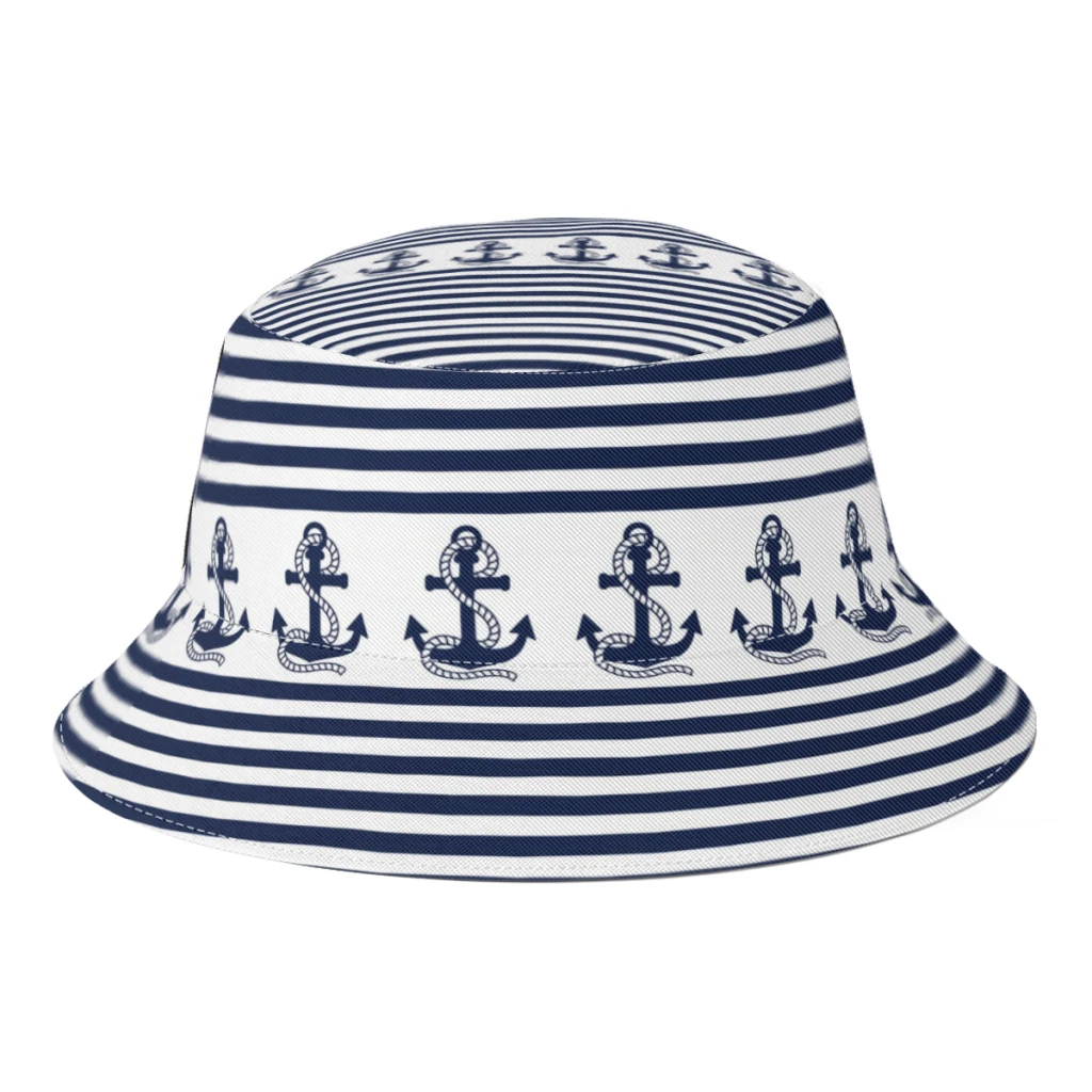 

Blue Nautical Navy Anchor Fisherman Hat Unisex Cool Sailing Ships Marine Ocean Summer Bucket Hat Fishing Sun Hat Dropshipping