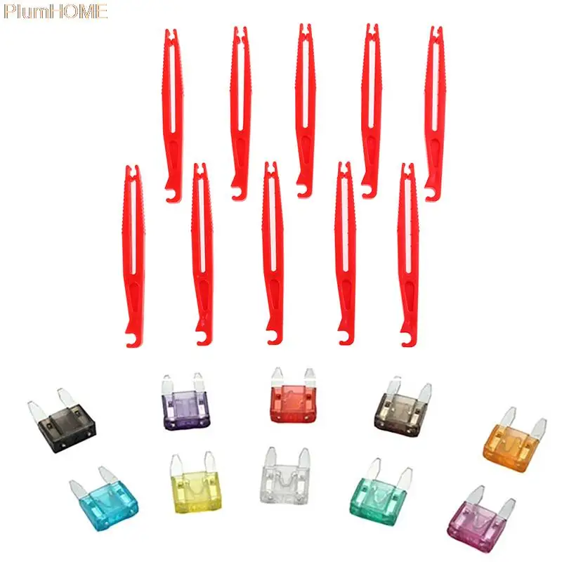 

10pcs/set Car Auto Van Blade Mini Fuse Puller Clip Holder Insert Extractor Removal Security Tool For ATS Car Feses Box