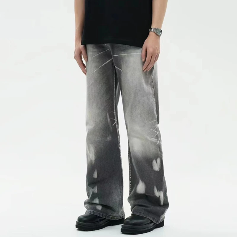 Винтажные мужские потертые джинсы PFNW новые американские свободные брюки с