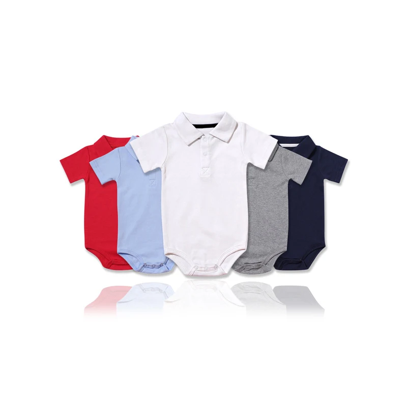 Summer Baby Clothes Newborn 0-24 Months Cotton Solid Color Lapel Short Sleeve Polo Shirt Boy Tees