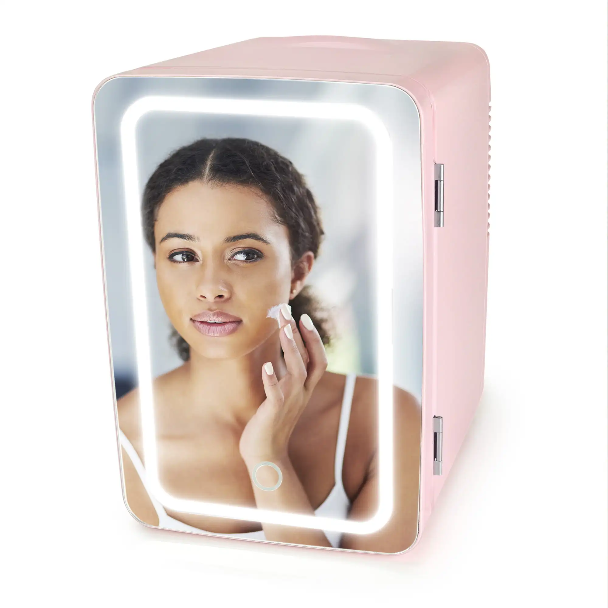 

4L Mini Fridge with Glass Door ini Car Fridge Mini Makeup Fridge With LED Light Mirror Cold Storage