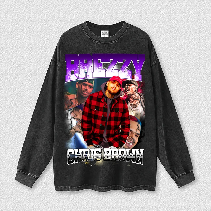 

Chris Brown Autumn Winter Harajuku Women T-Shirts Cotton Washed Hip Hop Tops Men's Casual Fashion Clothing New High Quality Tees