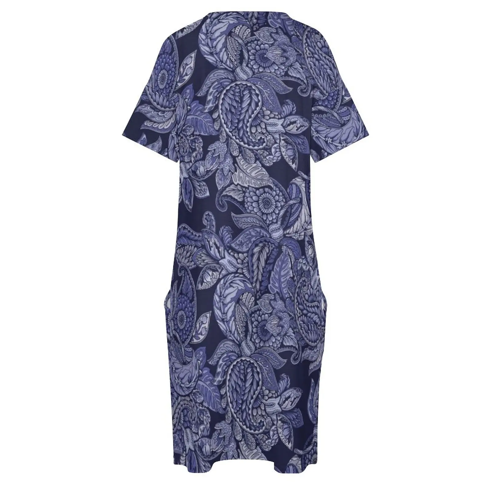 Пейсли мечта-Индиго свободное платье с карманами для выпускного вечера Длинные