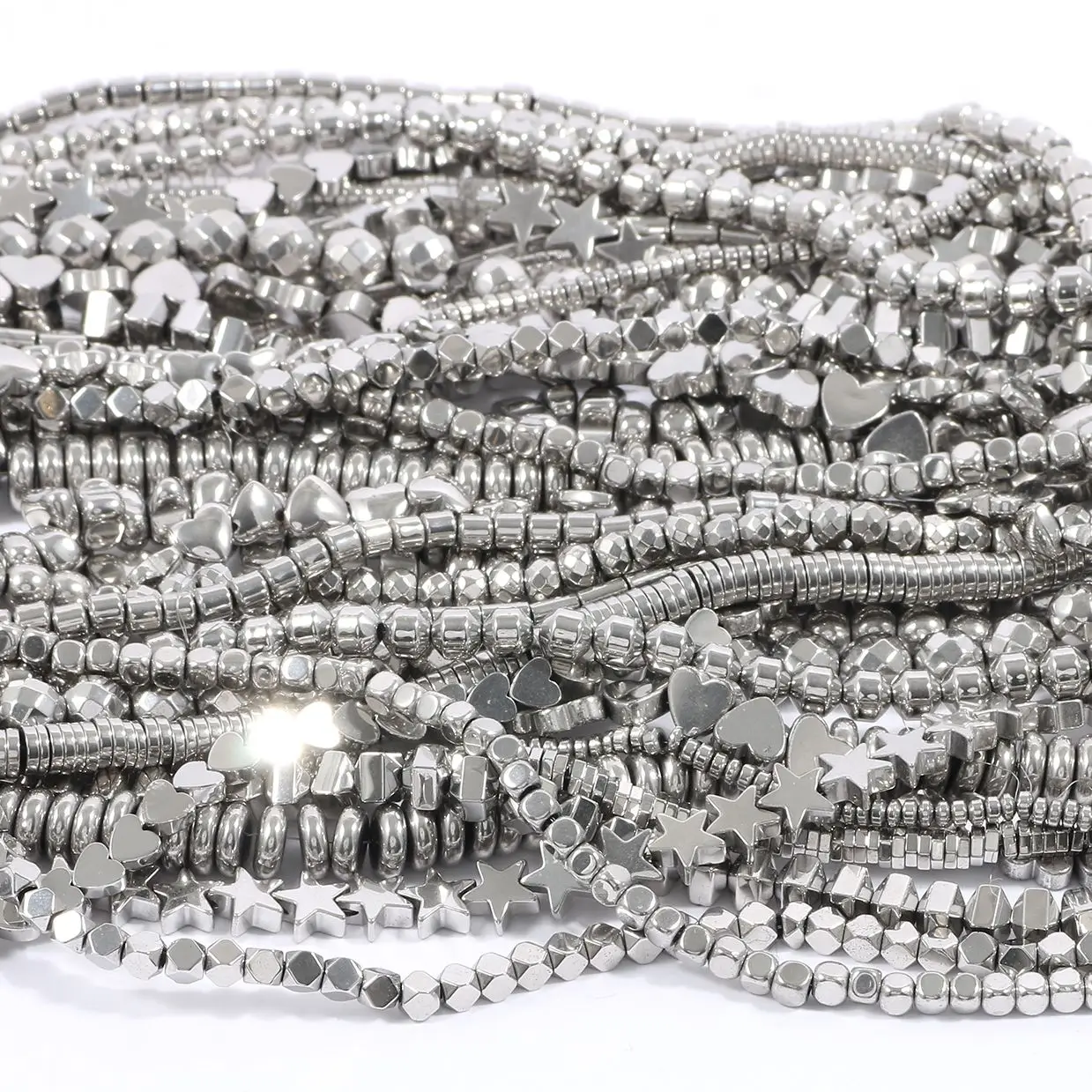 

High Quality White Gold Plated Hematite Beads Natural Stone Platinum Hematite Beads For Jewelry Making Diy Charms Bracelet Beads
