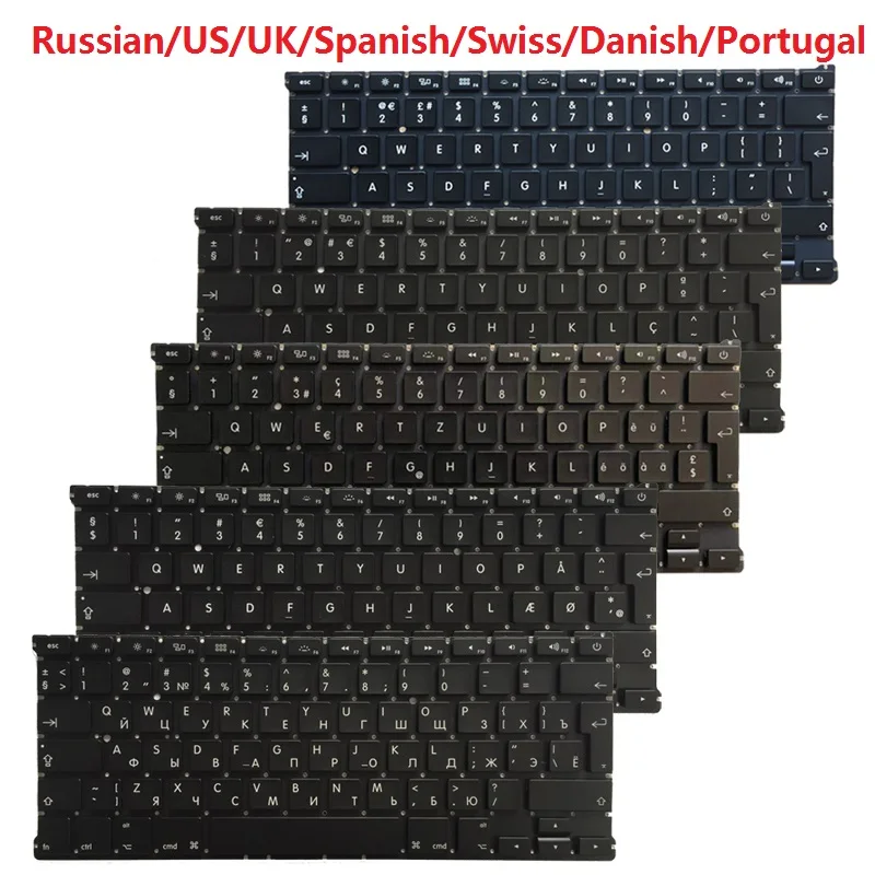 

Russian RU/US/UK/Spanish/Swiss/Danish/Portugal laptop keyboard For Macbook Air 13" A1466 A1369 MD231 MD232 MC503 MC504 2011-2015