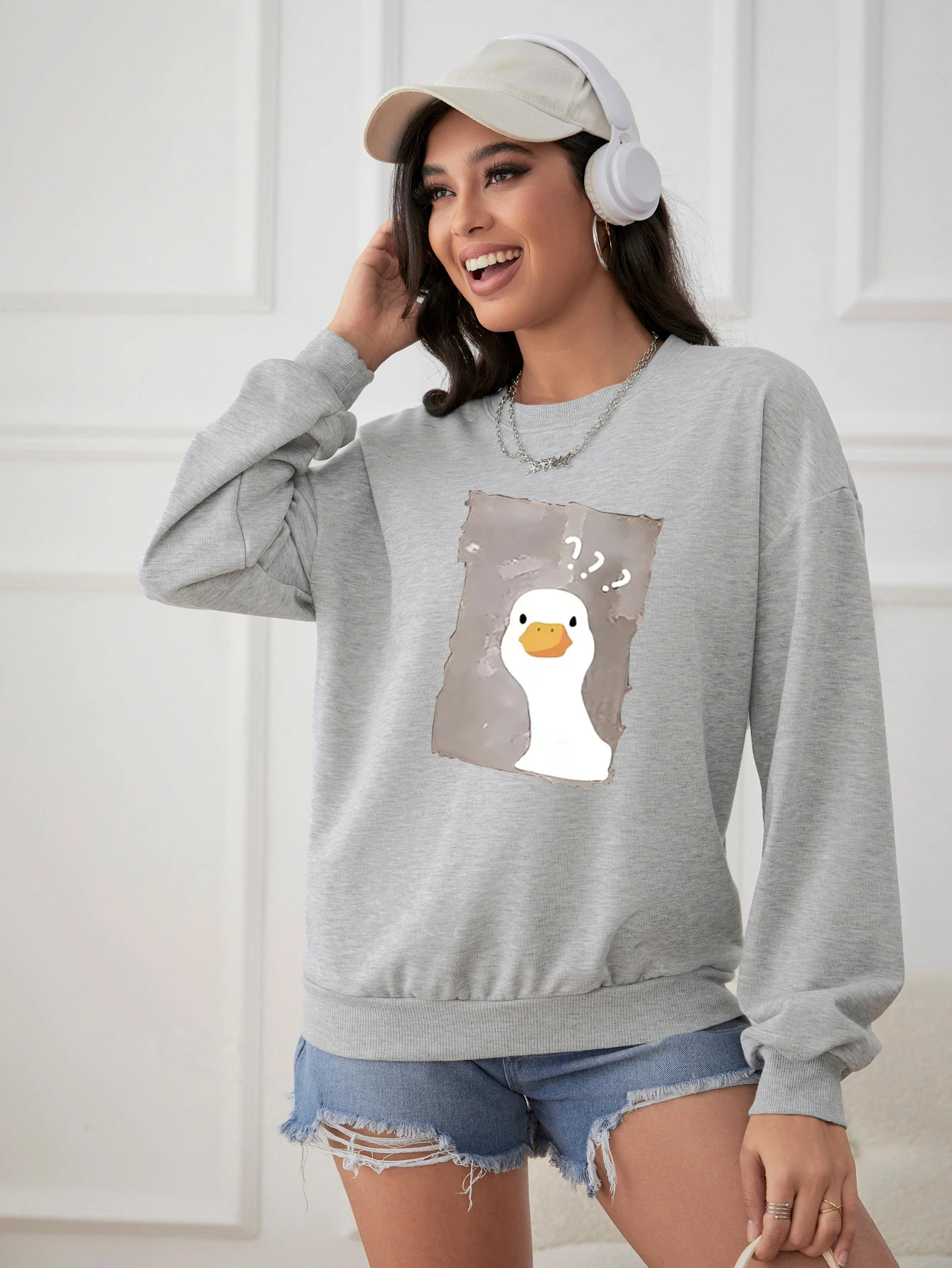 Женская толстовка из полиэстера с мультяшным принтом