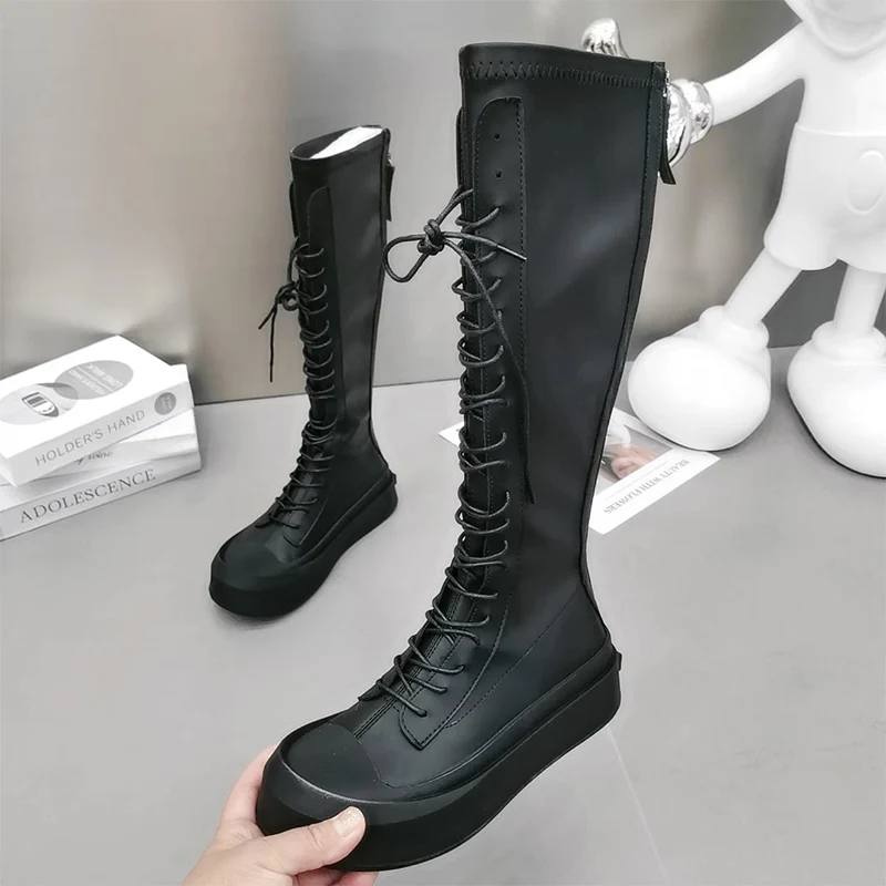 

Chelsea Women Platform Boots Flats Walking Shoes Winter New 2023 Designer Gladoator Zipper Knee High Boots Goth Motorcycle Botas