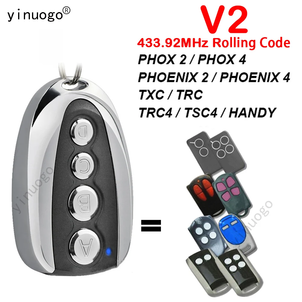 

NEW V2 Remote Control Clone V2 PHOX 2 PHOX4 PHOENIX2 PHOENIX4 TXC TRC TSC2 TSC4 Garage Door Remote Control 433mhz Rolling Code