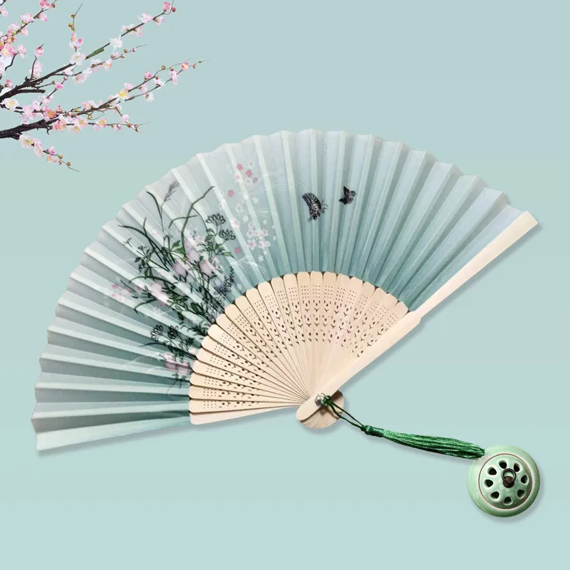Китайский шелковый складной веер винтажный бамбуковый танцевальный косплей