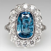 bling bling blue cubic zirconia women rings for wedding ceremony party gorgeous ladys finger ring gift statement jewelry