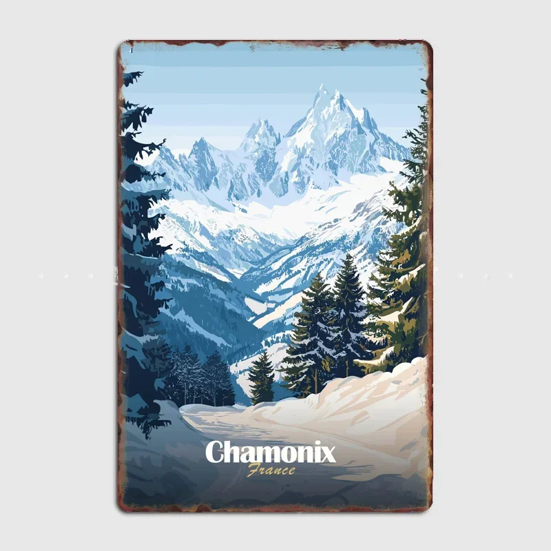 

Металлическая вывеска Chamonix Mountain Landscape
