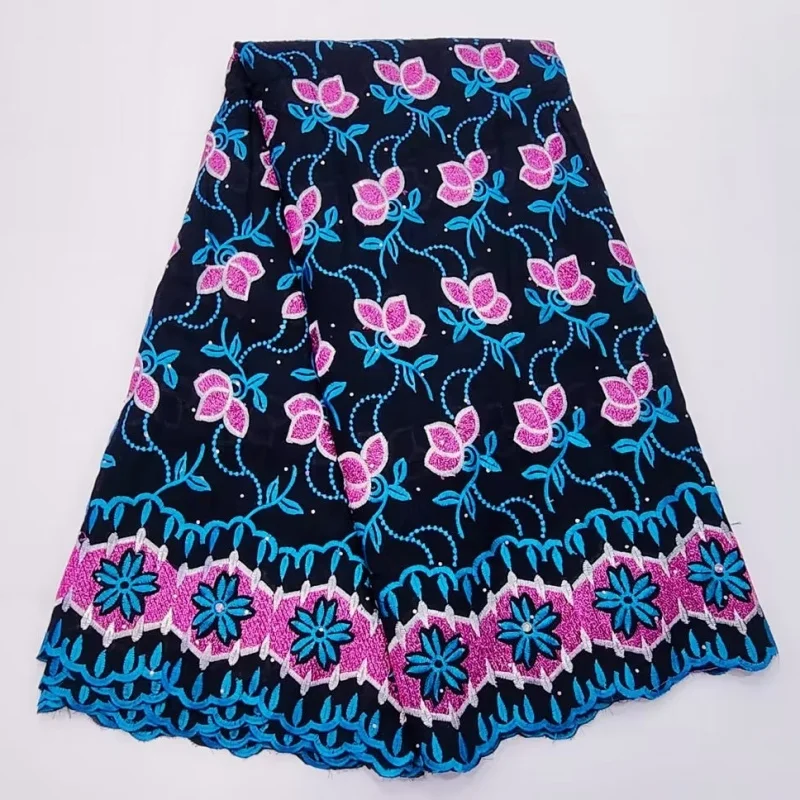 

5 ярдов, африканская швейцарская вуаль, кружевная ткань, вышивка, кружевная отделка, высокое качество, африканская сухая 100% хлопчатобумажна...