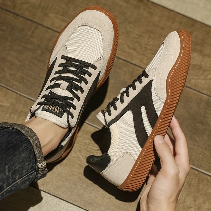 

Genuine Leather Round Toe Lace-up Sneakers Men Fashion Comfort Casual Sport Shoes Men 2023 Spring/Summer Flat Shoes