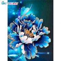 gatyztory oil painting by number blue flower drawing on canvas gift diy pictures by numbers flowers kits hand painted paintings